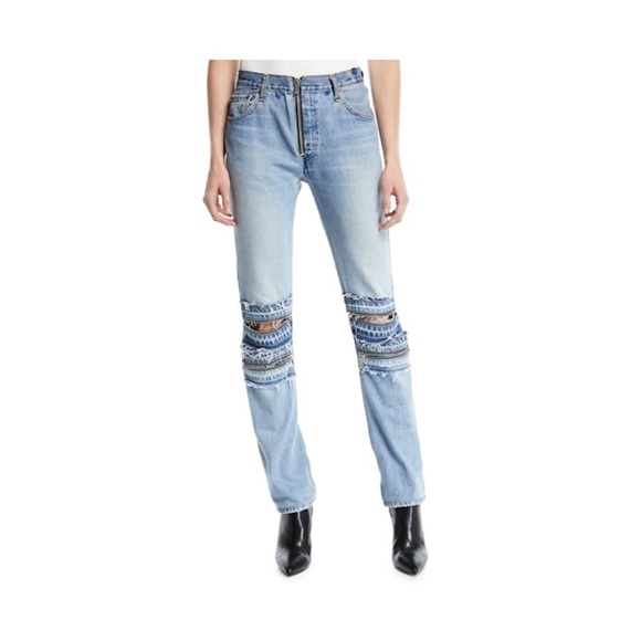 RE/DONE Mid-Rise Straight-Leg Moto-Style Jeans,NWOT, Size 26
